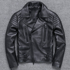 Fashion Men's Leather Diagonal Zipper Jacket