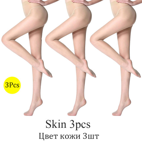 Color: 3pcs Skin, Size: One size - Anti-hook Silk Stockings for Color Correction