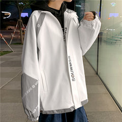 Men's Fashion Stand Collar Color Block Jacket Reflective Jacket