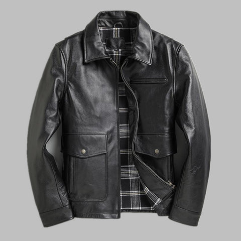 Men's Top Layer Cowhide Leather Jacket