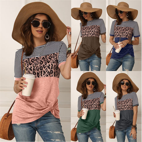 Lady Causal T-shirt Summer Woman Short Sleeve Tops Blouse