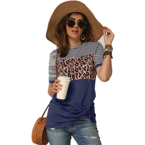 Lady Causal T-shirt Summer Woman Short Sleeve Tops Blouse