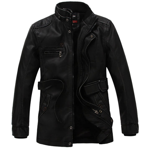 New Men'S Leather Jacket Thickened And Velvet Autumn And Winter Models - Color: Black, Size: 5XL