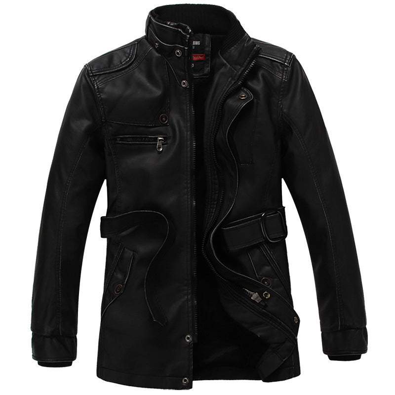 New Men'S Leather Jacket Thickened And Velvet Autumn And Winter Models - Color: Black, Size: M