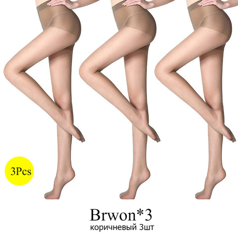 Color: 3pcs Brown, Size: One size - Anti-hook Silk Stockings for Color Correction