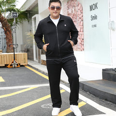 Tracksuit Men Set Autumn 2020 Clothes Plus Size  Jacket Sport - Color: Black, Size: 2XL