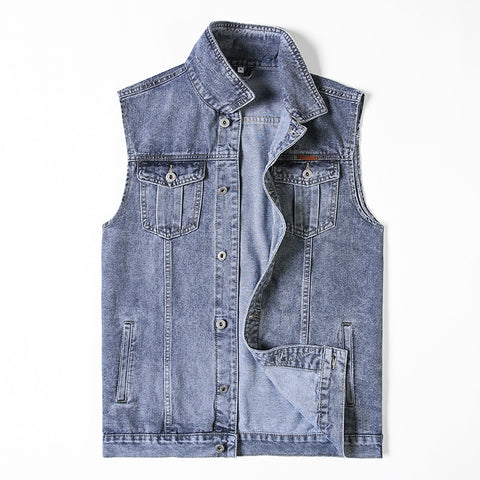 Fall Plus Size Men's Denim Vest Plus Fat Plus Size Denim Shirt