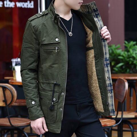 Military Jacket Young Men''s Korean Slim Fit Military Green Casual - Color: Green A, Size: 3XL