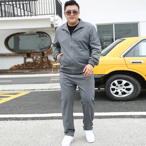 Tracksuit Men Set Autumn 2020 Clothes Plus Size  Jacket Sport - Color: Grey, Size: 7XL