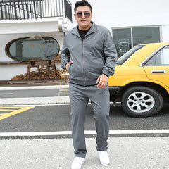 Tracksuit Men Set Autumn 2020 Clothes Plus Size  Jacket Sport - Color: Grey, Size: L