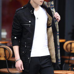 Military Jacket Young Men''s Korean Slim Fit Military Green Casual - Color: Black A, Size: 3XL